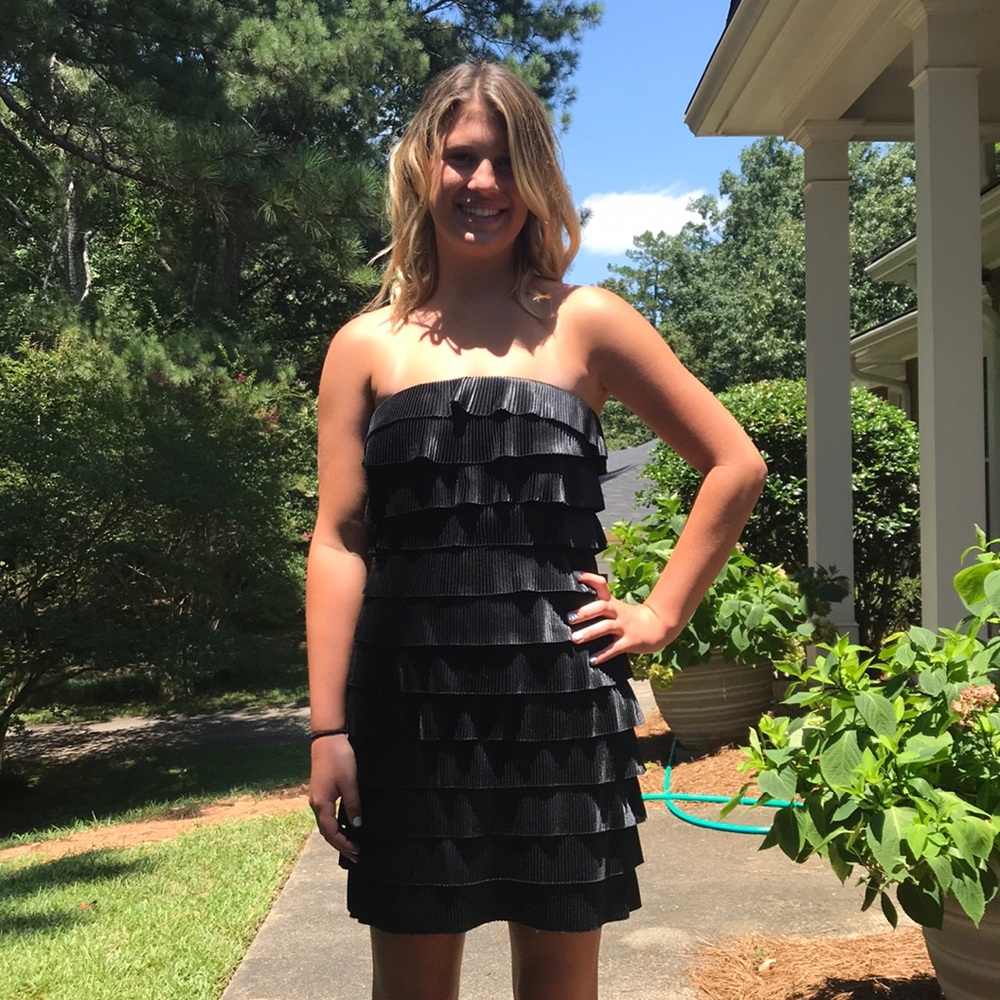Black strapless party dress